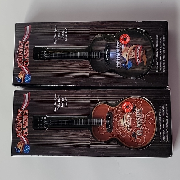 COUNTRY CLASSICS Illuminated Musical GUITAR ORNAMENT. 4-Set. - Picture 5 of 7